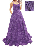 Prom Dresses Long A Line with Pockets Formal Evening Ball Gowns Velvet Velvet Sequins Black Tie Wedding Party Dress