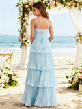 Chiffon Pleated Junior Bridesmaid Dress Princess Birthday Tiered Ruffle Prom Gown Wedding Long Flower Girl Dress