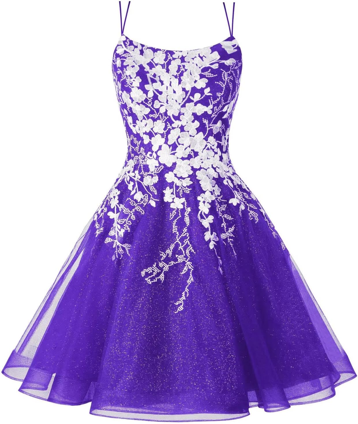 Sparkly Lace Applique Homecoming Dresses for Teens Short Corset Tulle Spaghetti Strap Prom Cocktail Party Dress