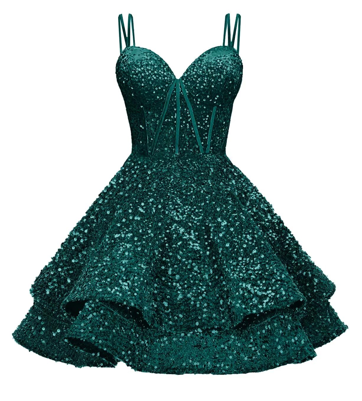 Sequin Homecoming Dresses for Teens 2027 Sparkly Short Layered Aline Prom Dresses Spaghetti Straps Cocktail Party Gowns