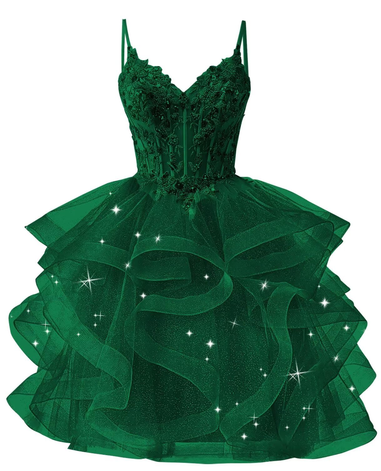 Glitter Tulle Homecoming Dresses 2026 Tiered Ruffles Lace Short Prom Dress for Teens Quinceanera Gowns