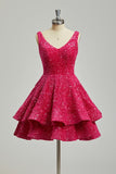 Short 2026 Sparkly Sequin Homecoming Dress for Teen Tiered Corset Ball Prom Cocktail Party Gown for Women