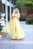 Women's Glittery Spaghetti V-Neck Prom Dresses Long Side Split Formal Evening Gowns