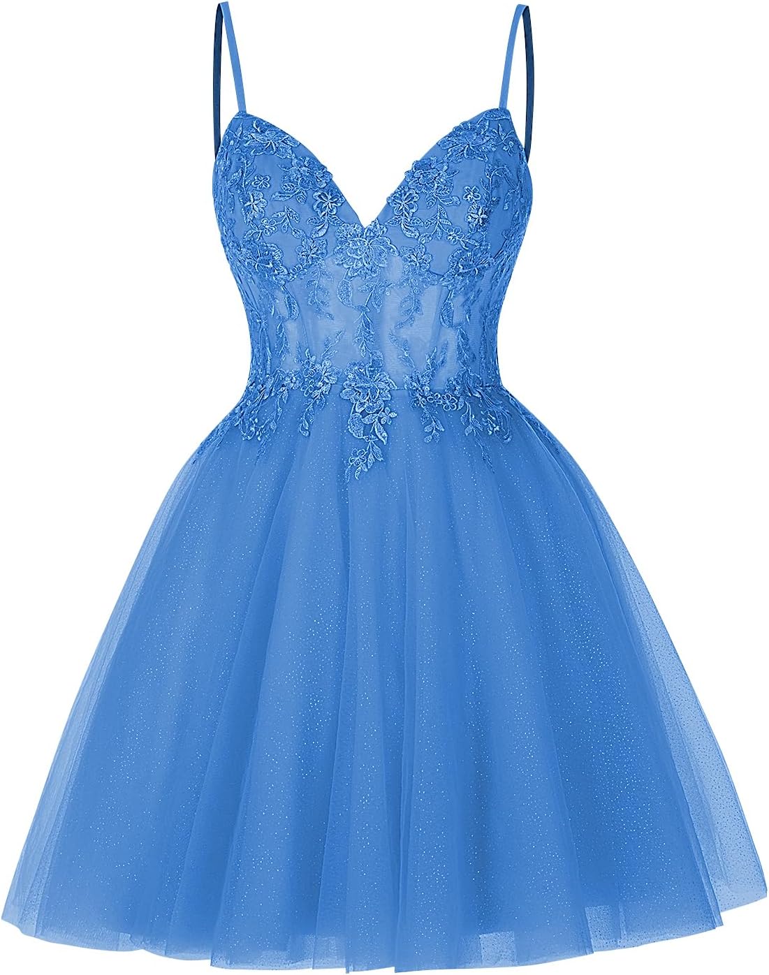 Vestidos cortos de encaje floral para adolescentes, vestido de fiesta con ilusión de tul brillante