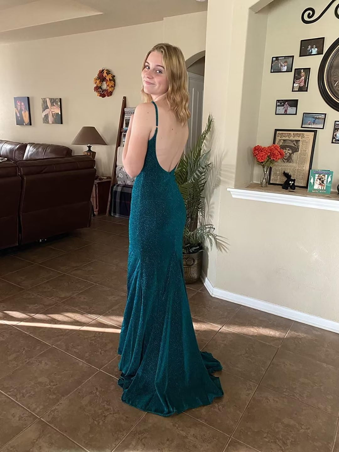 Women's Prom Dress Long High Slit Mermaid Formal Evening Gown for Wedding
