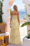 Jacquard Laces Prom Dress for Women Spaghetti Strap Bridesmaid Dresses Long Formal Wedding Party Gown