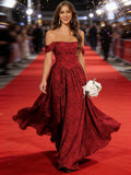 Jacquard Chiffon Bridesmaid Dresses Long Off The Shoulder Formal Evening Dress for Women