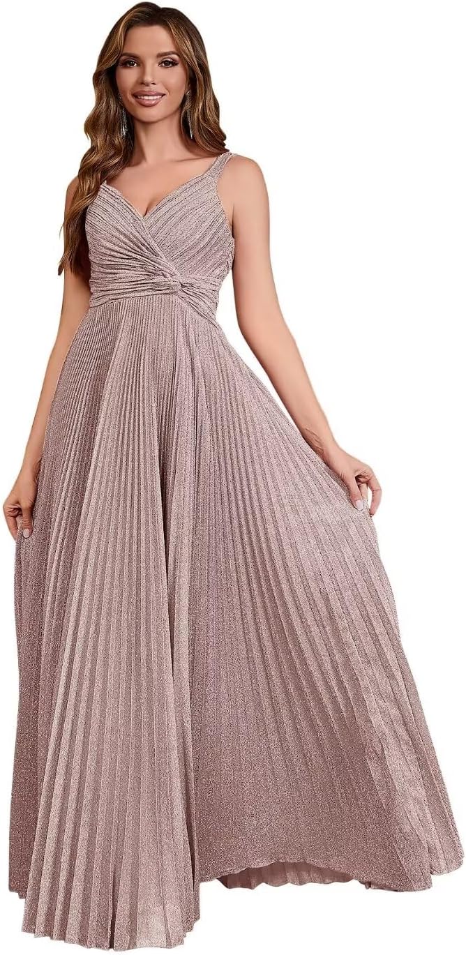 Spaghetti Strap Long Prom Dresses for Women 2026 Ball Gown A Line V-Neck Sparkly Formal Evening Gowns for Wedding