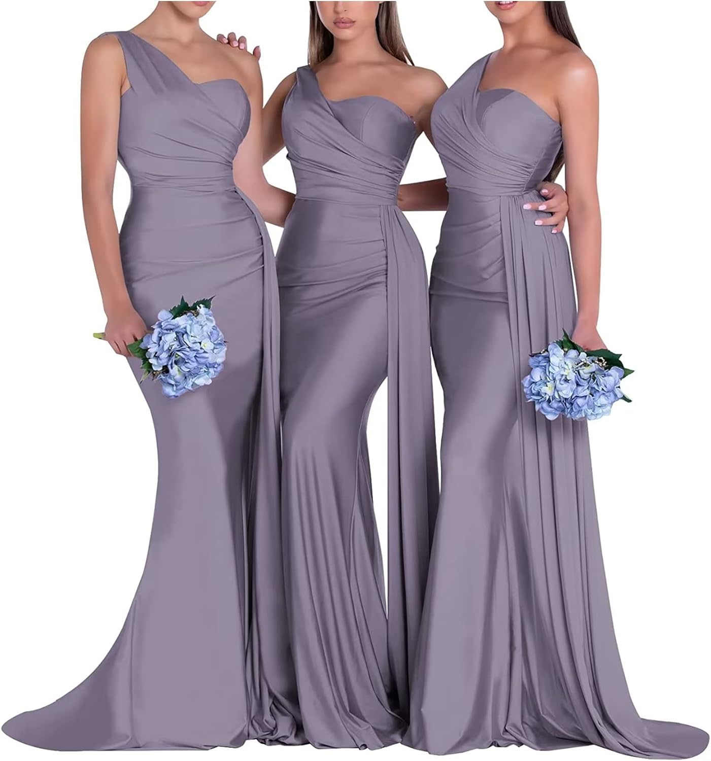 One-Shoulder-Brautjungfernkleider für Hochzeiten, Meerjungfrau-Satin-Ballkleider, lang, figurbetont, formelle Abendkleider 