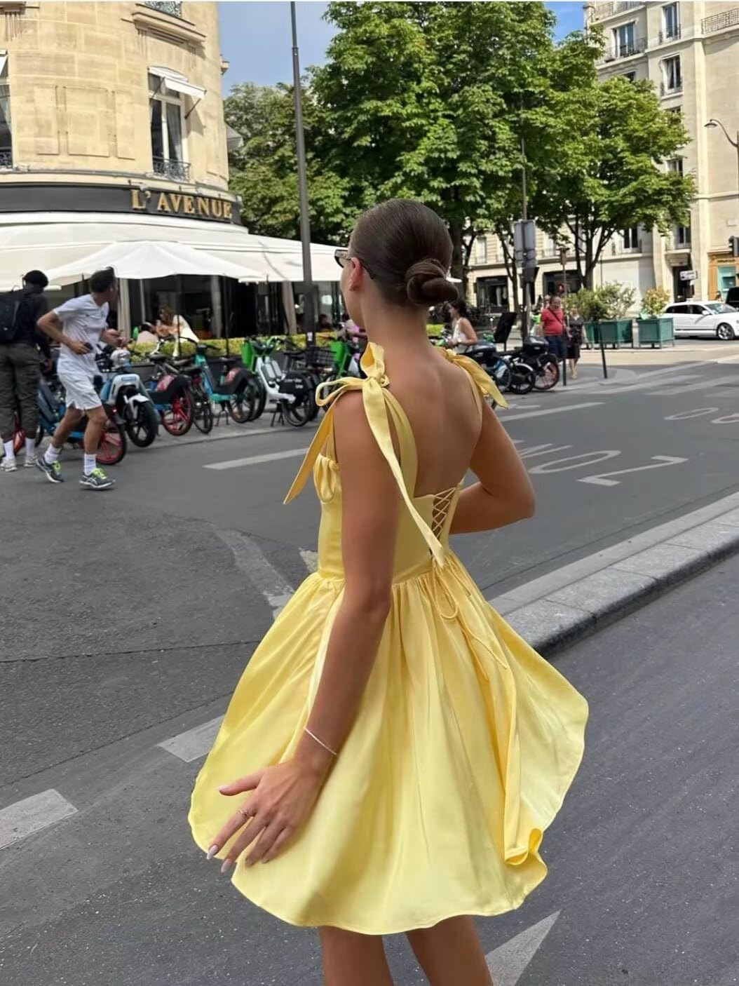 Spaghetti Straps Homecoming Dresses for Teens Satin A-line Short Prom Dress Pleated Cocktail Gowns with Pockets