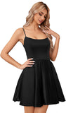 Homecomg Dress Satin Mini for Teens Backless with Pockets Spaghetti Strap Party Cocktail Dress