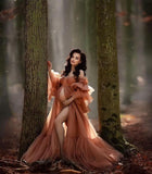 Tulle Maternity Dresses for Photoshoot Long Puffy Bridal Lingeria Robe Pregnancy Gowns Bathgown BabyShower Dress