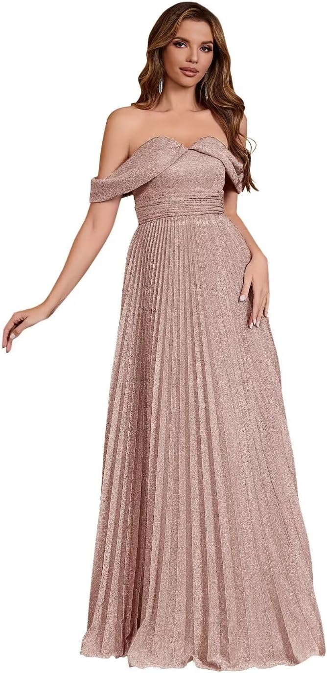 Spaghetti Strap Long Prom Dresses for Women 2026 Ball Gown A Line V-Neck Sparkly Formal Evening Gowns for Wedding