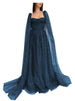 Cape Sleeve-navy Blue