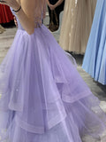 Women's Sparkly Tulle Prom Dress 2023 Long Ball Gown Spaghetti Straps Quinceanera Dress