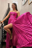 Vestido de fiesta de satén metálico brillante con abertura para mujer, vestido formal de noche plisado con cuello halter 