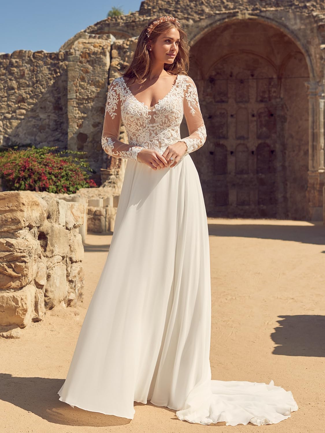 Women's Beach Wedding Dresses for Bride 2025 Long Lace Wedding Bridal Gowns