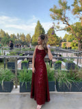 Lace Sequin Prom Dresses Spaghetti Straps A-Line Cowl Neck Pleated Sparkly Long Formal Evening Party Gowns
