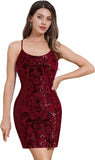 Women's Spaghetti Straps Sparkly Sequins Bodycon Mini Dress Party Nightclub Short Tight Sequin Homecoming Dresses for Teens