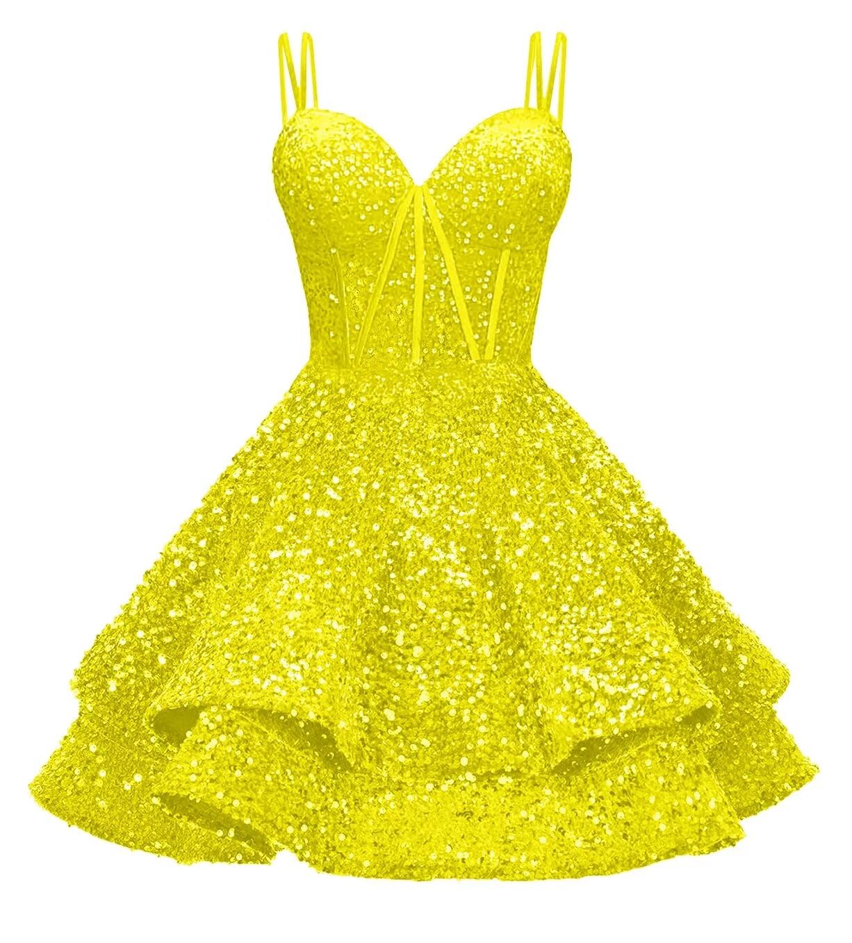 Sequin Homecoming Dresses for Teens 2027 Sparkly Short Layered Aline Prom Dresses Spaghetti Straps Cocktail Party Gowns
