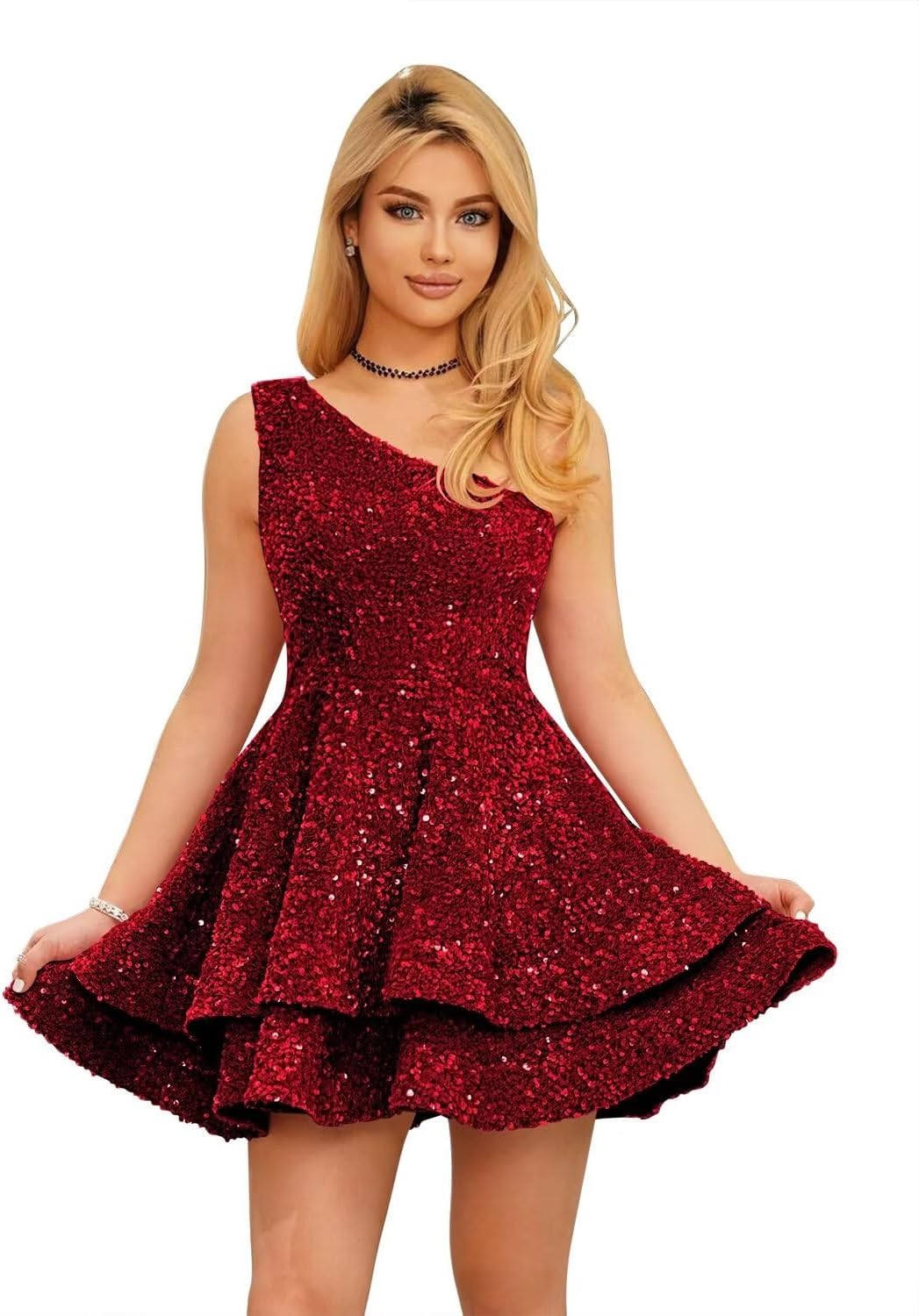 Vestidos de fiesta cortos con lentejuelas brillantes para adolescentes, sexy, con tirantes finos, vestido de fiesta, vestido de cóctel con cuello halter 