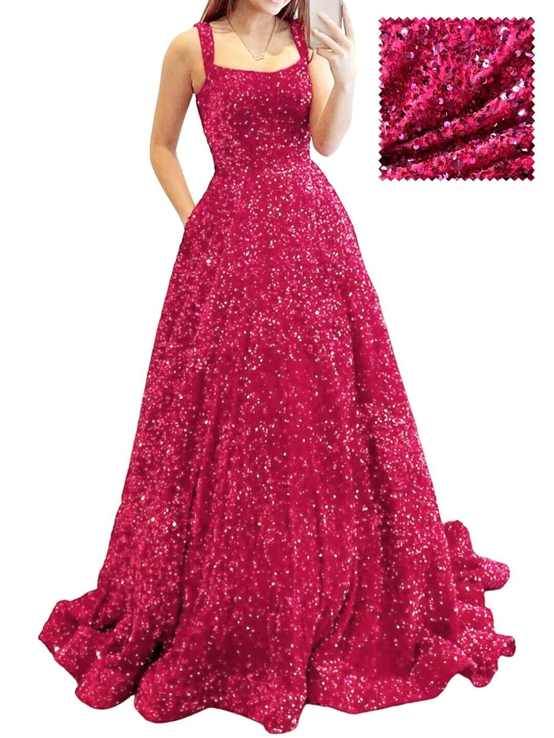Prom Dresses Long A Line with Pockets Formal Evening Ball Gowns Velvet Velvet Sequins Black Tie Wedding Party Dress