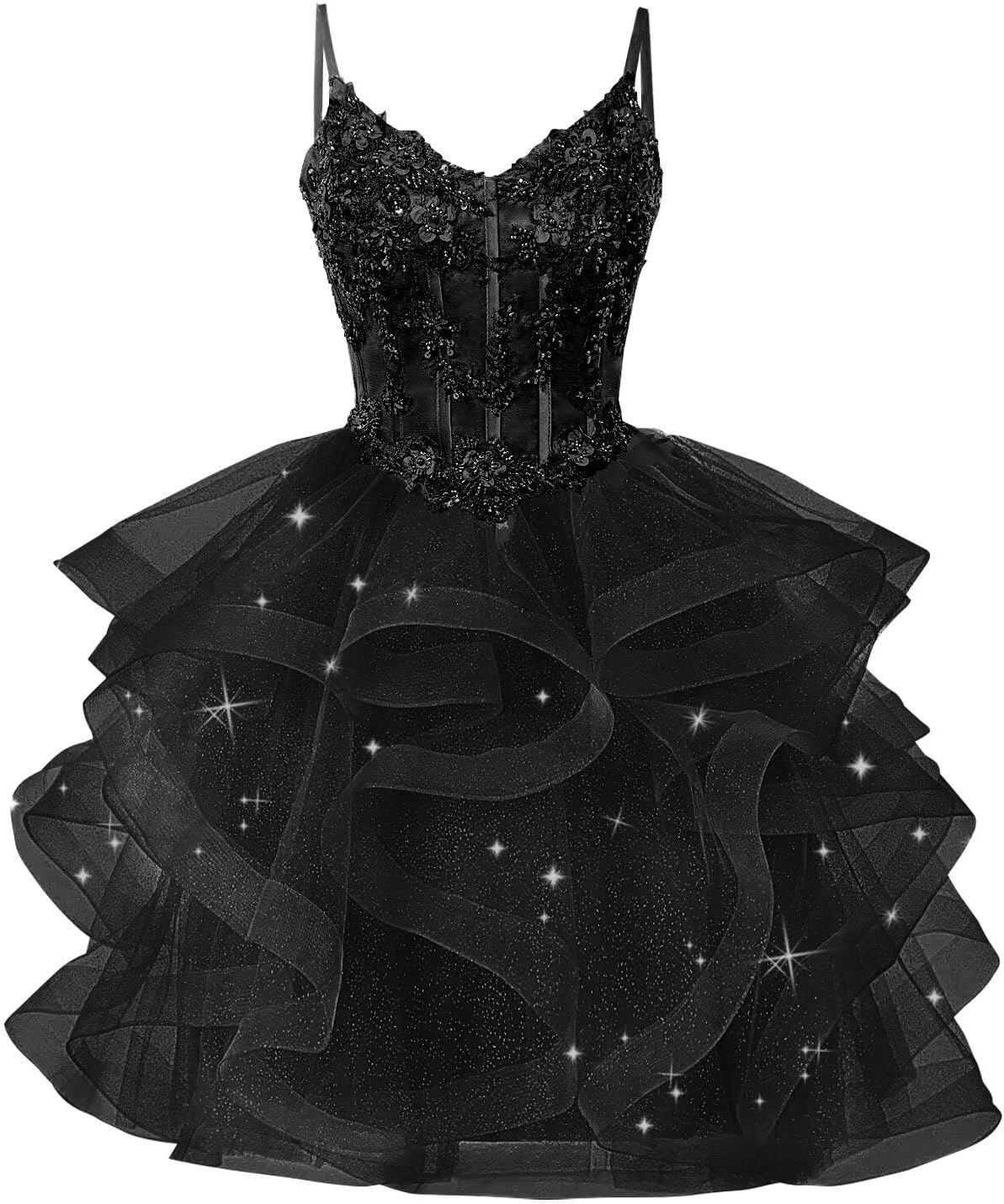 Glitter Tulle Homecoming Dresses 2026 Tiered Ruffles Lace Short Prom Dress for Teens Quinceanera Gowns
