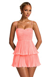 Chiffon Homecoming Dresses for Teens 2026 Spaghetti Straps Short Mini Dress A Line Formal Cocktail Party Prom Dress