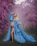 Tulle Maternity Dresses for Photoshoot Long Puffy Bridal Lingeria Robe Pregnancy Gowns Bathgown BabyShower Dress