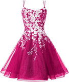 Sparkly Lace Applique Homecoming Dresses for Teens Short Corset Tulle Spaghetti Strap Prom Cocktail Party Dress