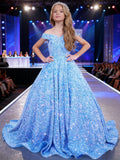 Ball Gown Sequin Pageant Dress for Teens Flower Girl Dress Girls Off Shoulder Long Formal Party Dresses 2027
