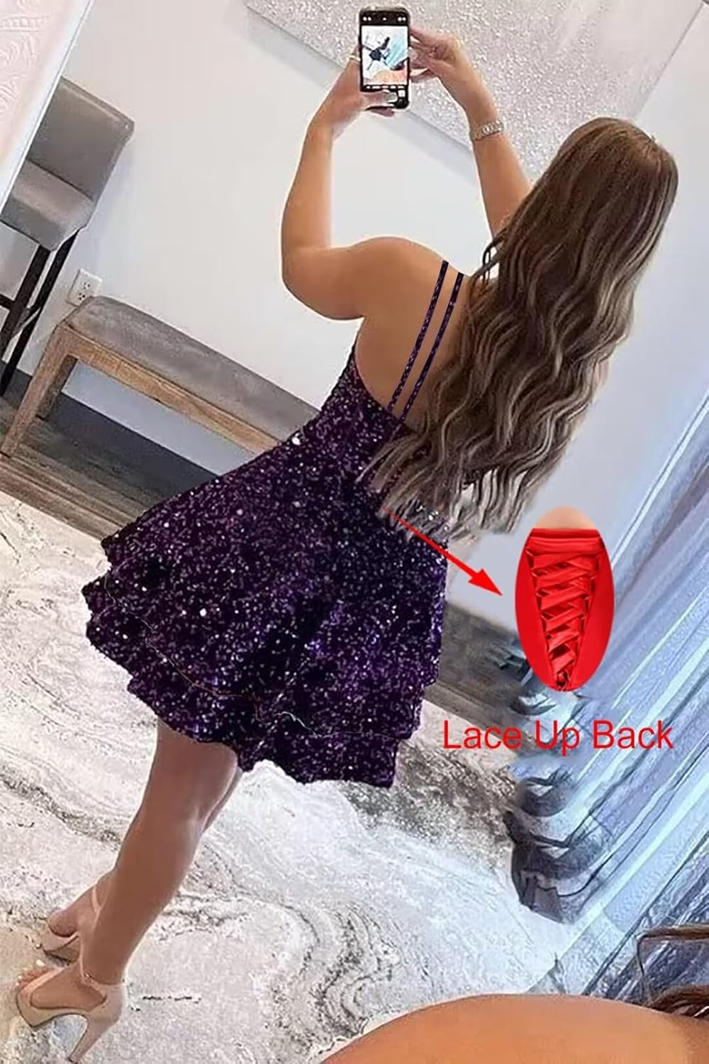 Sequin Homecoming Dresses for Teens 2027 Sparkly Short Layered Aline Prom Dresses Spaghetti Straps Cocktail Party Gowns