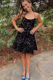 Sparkly Sequin Homecoming Dresses 2026 Spaghetti Straps Tiered Prom Dresses for Teens Short Cocktail Party Gowns