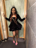 Sequin Short Homecoming Dress for Teen Sparkly Long Sleeve Prom Sweet 16 Dresses Cocktail Gowns