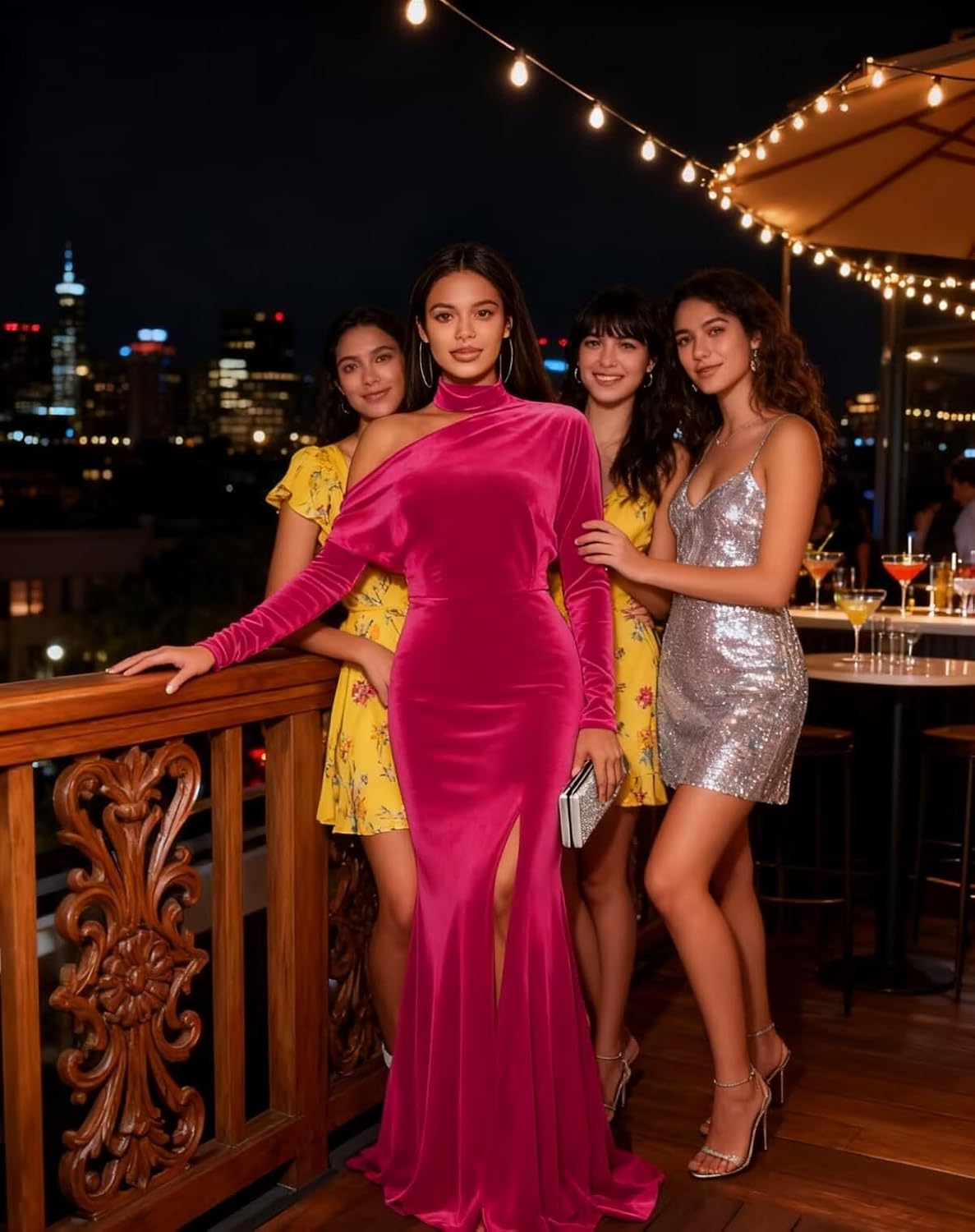 Mermaid Velvet Prom Dresses with Slit 2027 Long Sleeve Formal Dress for Women One Shoulder Evening Party Gowns