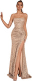 Elegant Evening Dress Women Party Long Formal Dress Sequined Strap Ladies Gown Bodycon Floor Length Female Outfits