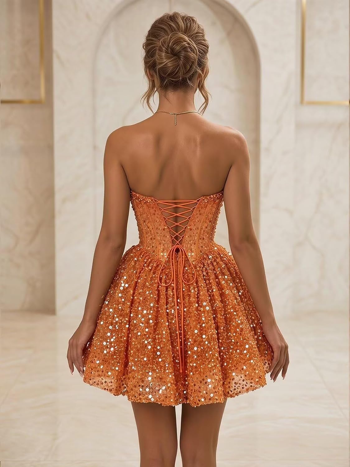 Strapless Sequin Homecoming Dresses for Teens 2026 Sparkly A-line Short Prom Dress Corset Cocktail Party Gowns