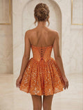 Strapless Sequin Homecoming Dresses for Teens 2026 Sparkly A-line Short Prom Dress Corset Cocktail Party Gowns
