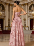 Women's Spaghetti Straps Floral Prom Dresses A Line Strapless Ball Dresses Long Embroidery Formal Evening Dresses
