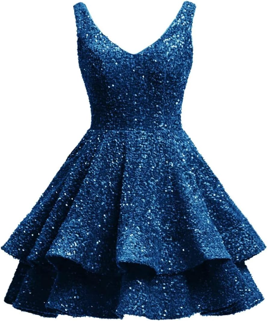 Short 2026 Sparkly Sequin Homecoming Dress for Teen Tiered Corset Ball Prom Cocktail Party Gown for Women