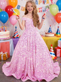 Ball Gown Sequin Pageant Dress for Teens Girls Off Shoulder Long Formal Party Dresses 2027
