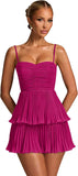 Chiffon Homecoming Dresses for Teens 2026 Spaghetti Straps Short Mini Dress A Line Formal Cocktail Party Prom Dress