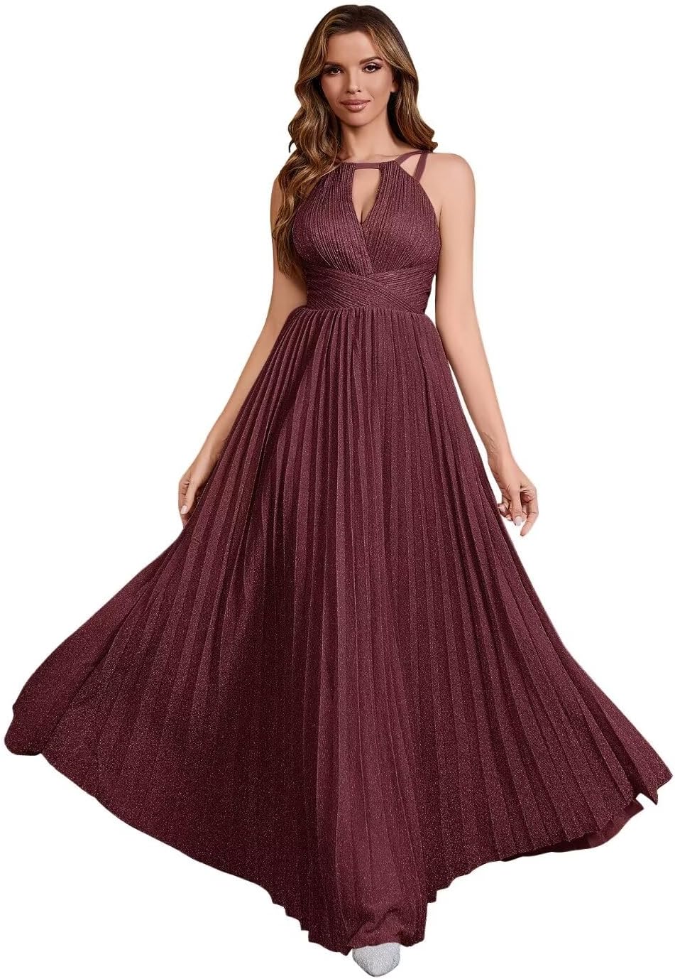 Spaghetti Strap Long Prom Dresses for Women 2026 Ball Gown A Line V-Neck Sparkly Formal Evening Gowns for Wedding