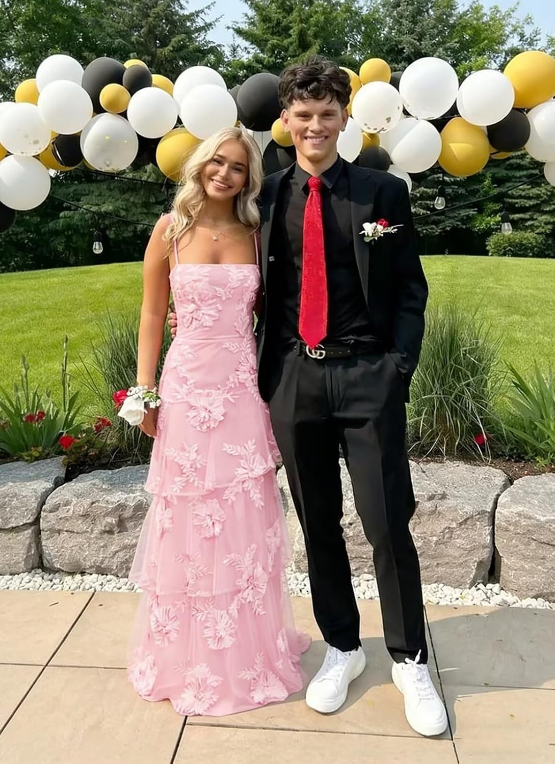Ruffle Floral Embroidery Prom Dress Long A Line Tiered Bridesmaid Dresses Formal Evening Gowns