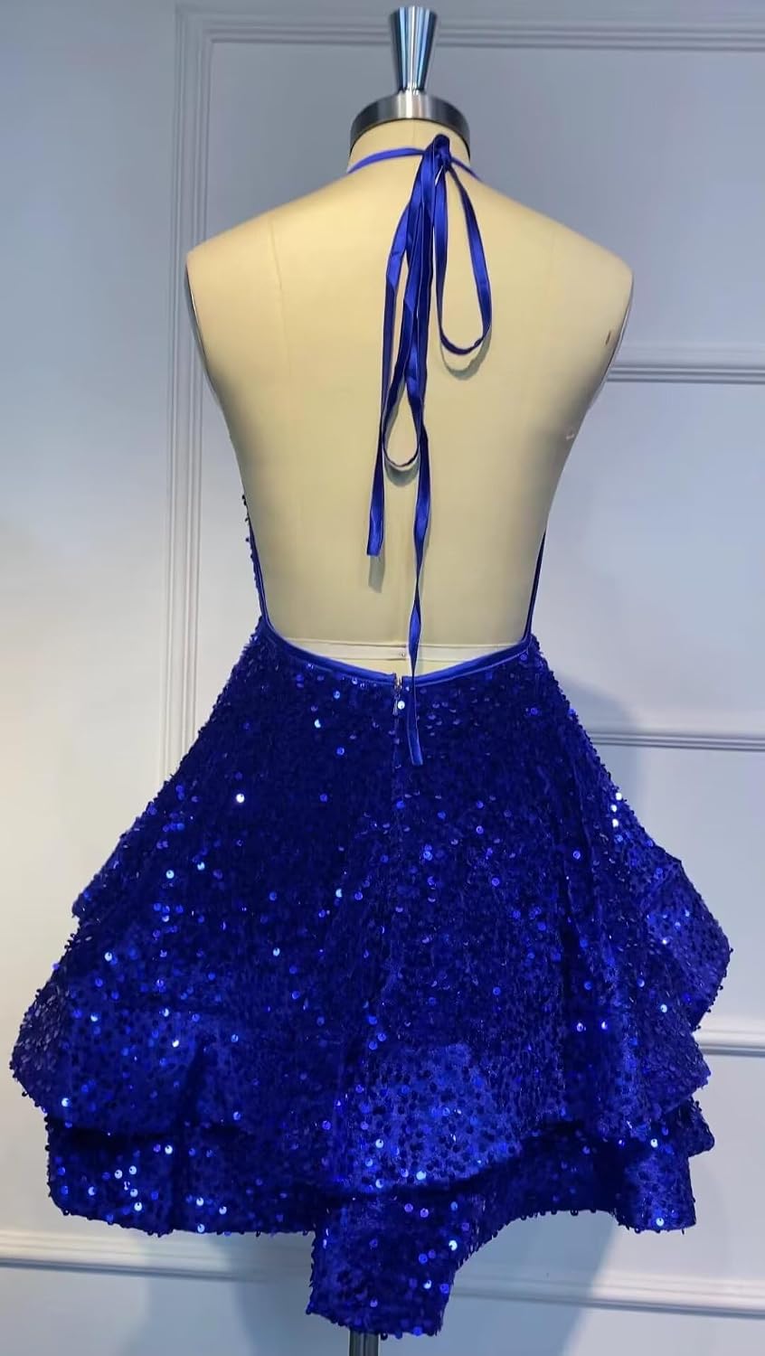 Sparkly Sequin Homecoming Dresses 2026 Spaghetti Straps Tiered Prom Dresses for Teens Short Cocktail Party Gowns