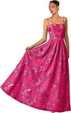 Women's Spaghetti Straps Floral Prom Dresses A Line Strapless Ball Dresses Long Embroidery Formal Evening Dresses
