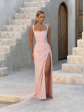 Kingbridal Mermaid Bridesmaid Dresses for Women Square Neck Formal Dress with Slit