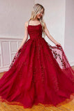 Ballkleider, langes Ballkleid für Damen, Spaghettiträger, Tüll, A-Linie, sexy, rückenfrei, formelle Partykleider mit Taschen 