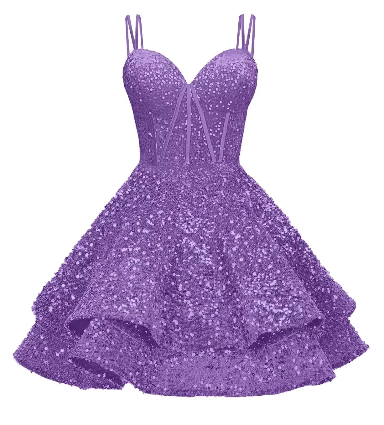 Sequin Homecoming Dresses for Teens 2027 Sparkly Short Layered Aline Prom Dresses Spaghetti Straps Cocktail Party Gowns