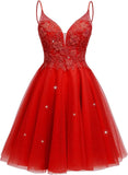 Sparkly Tulle Homecoming Dresses Short Lace Prom Dresses for Teens Mini Cocktail Dress